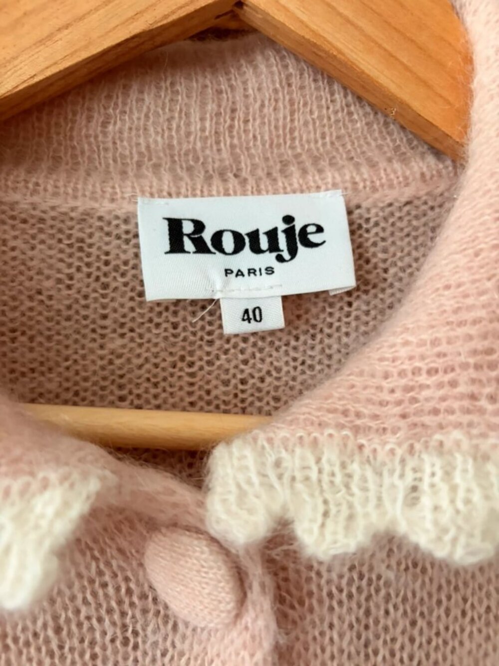 Rouje Paris Knit Cardigan Sweater Light Pink Size L - Picture 3 of 8
